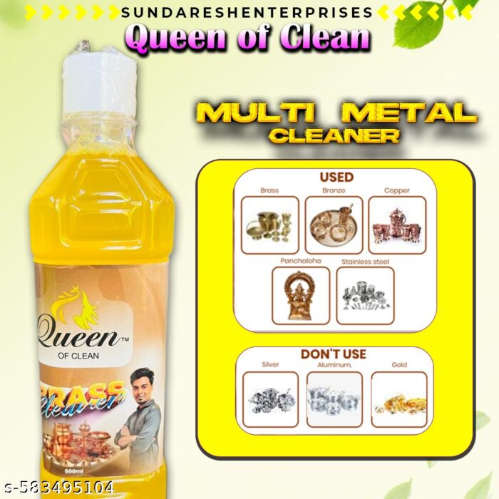 Queen of Clean – Multi Metal Cleaner (500ml) for Brass | Bronze | Copper | Panchaloha | Stainless Steel Removes Tarnish & Restores Shine - Image 3