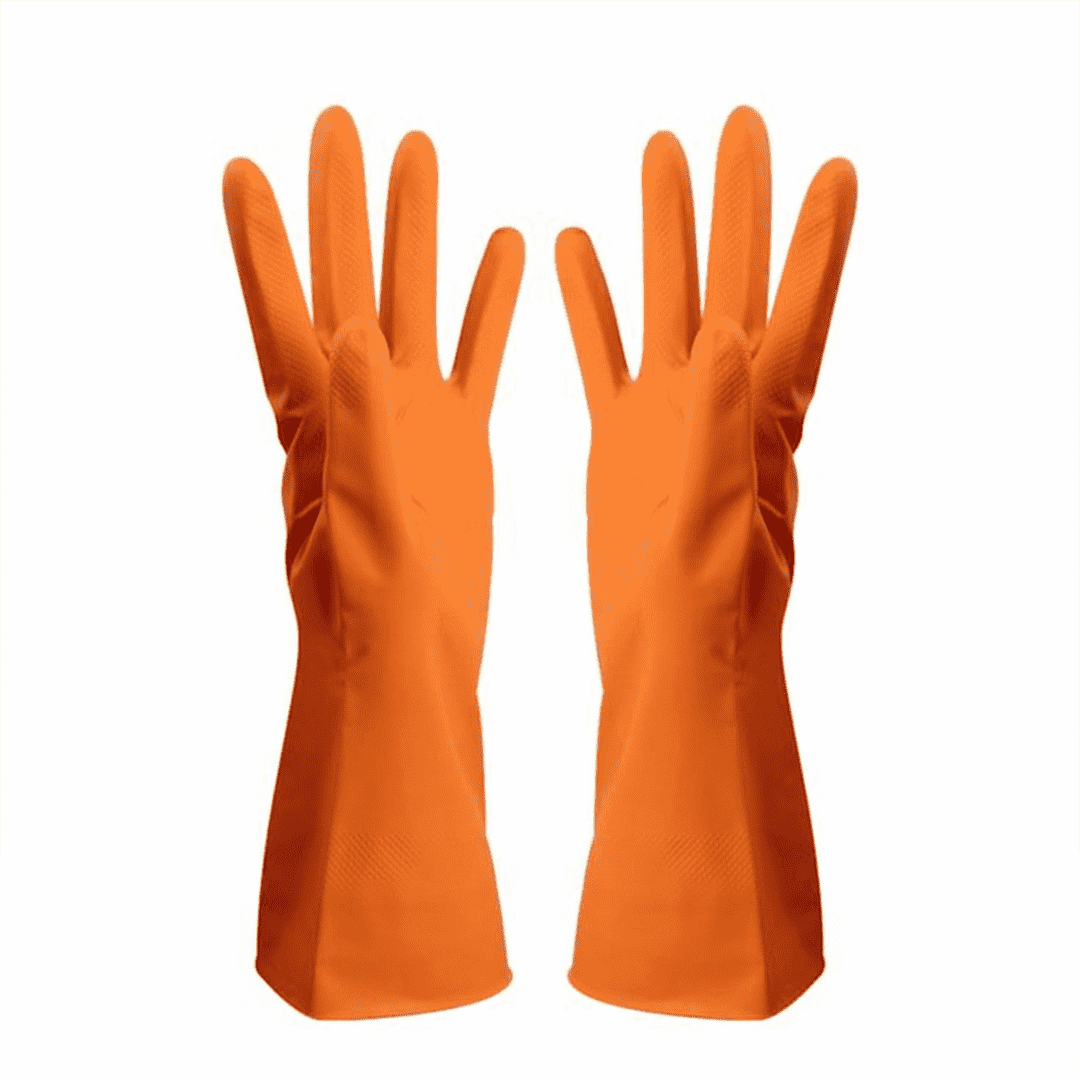 Cleaning Gloves – Orange, 1 Set | Strong, Durable, Waterproof Gloves for Kitchen, Dishwashing, Bathroom & Multi-Purpose Cleaning - Image 1